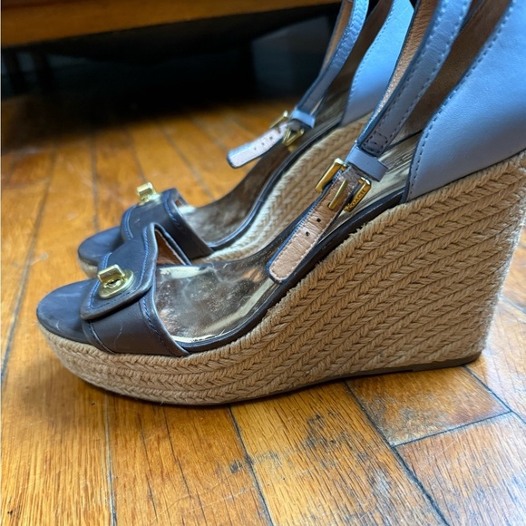 Brown Leather Wedge Sandals with Ankle Strap - Picture 12 of 12